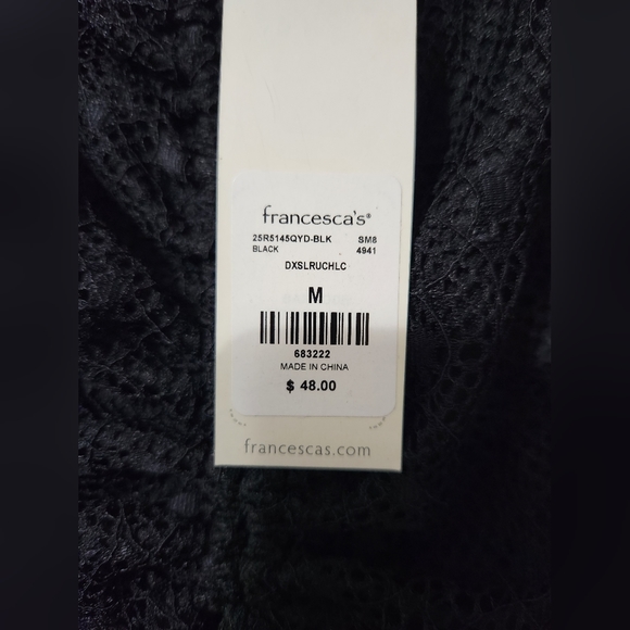NWT Francesca's Black Lace Dress Size M - Picture 4 of 6